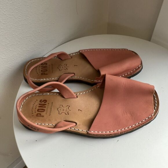 Pons Avarcas Sandals Womens 7 Pink Coral Leather Classic Style Menorca Shoes - Picture 4 of 5